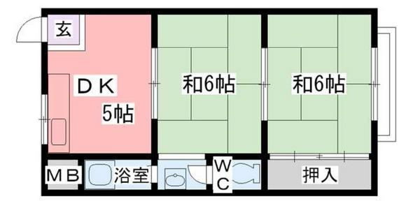 下手野NSハイツの間取り|和室メインの2ＤＫ♪