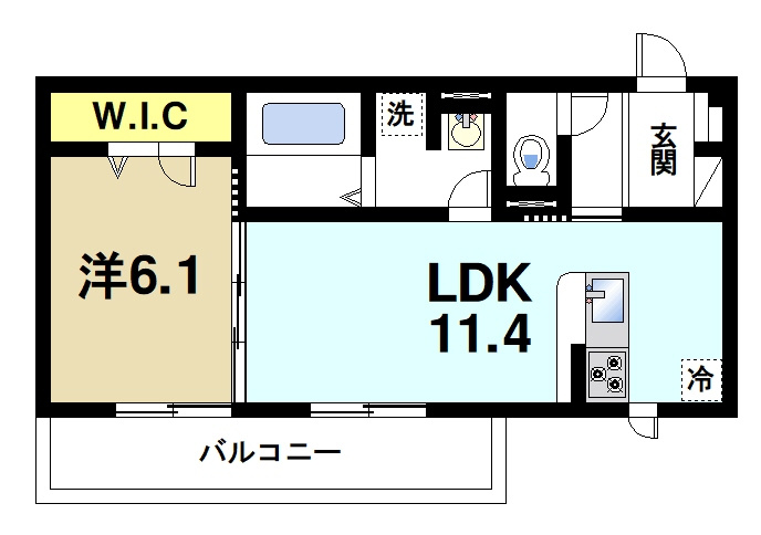 楓　A棟の間取り|1LDKの間取りです