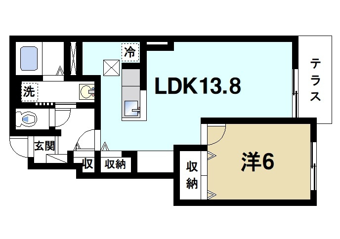 クラージュの間取り|1LDKの間取り