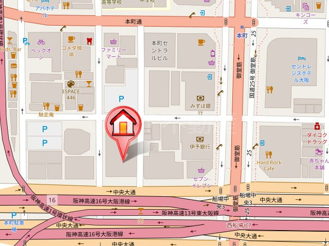 ブランズタワー御堂筋本町の地図