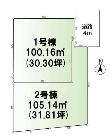 練馬区石神井台8丁目　土地30坪　新築分譲住宅　最終1棟の区画図|最終1棟となりました♪