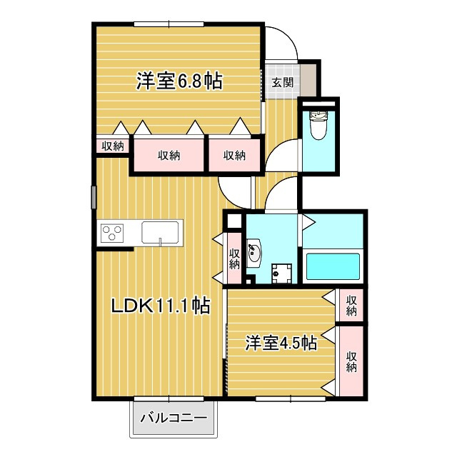 セジュール加佐Bの間取り