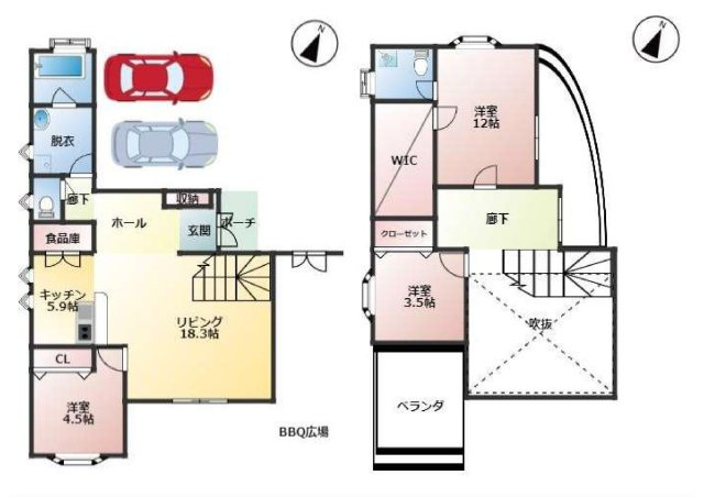 うるま市兼箇段　Kタウン　C号棟の間取り|C号棟　間取図