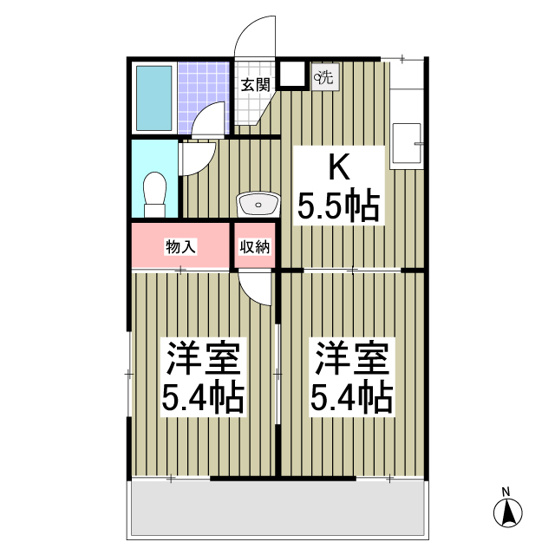 【間取り】 | エルメゾン月見Ｂ