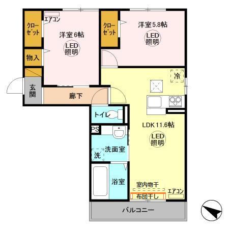 ヴィルヌーブみどりのの間取り