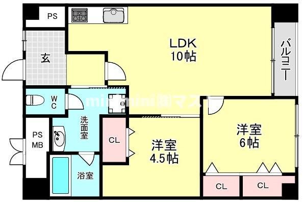北堀江コーポの間取り