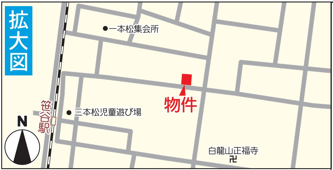 福島市笹谷第8　Cradle garden　全3棟の地図