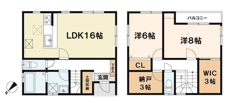 近江八幡市川原町1丁目　中古戸建の間取り
