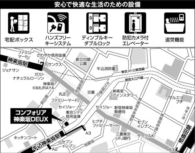 【地図】コンフォリア神楽坂ＤＥＵＸ