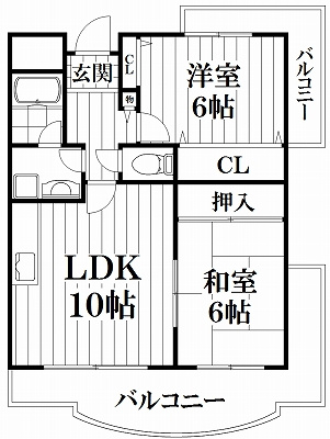 【間取り】 | ベルハイム鴻池 | ※中部屋です
