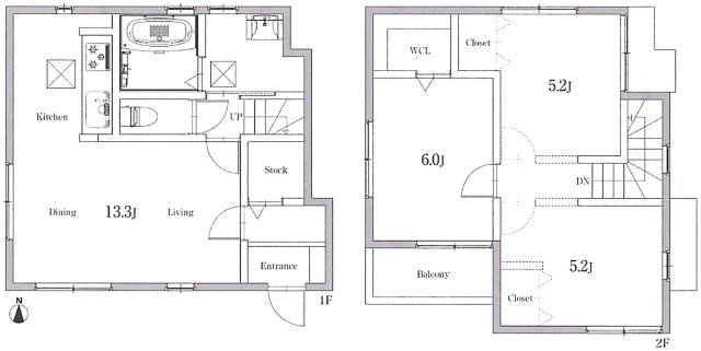 小牧市大字東田中　新築戸建　Bタイプの間取り|広々玄関収納＆ウォークインクローゼットあり。