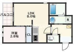 熊本市中央区黒髪５丁目のアパートの間取り