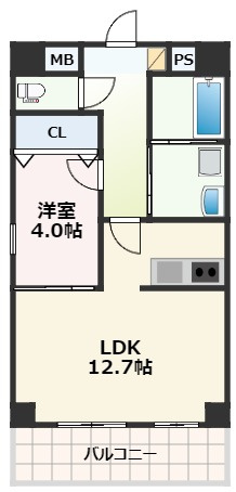 熊本市中央区上林町の賃貸マンションの間取り