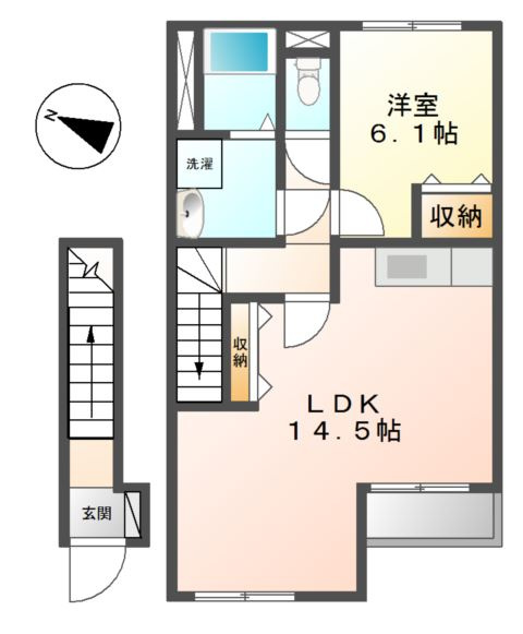 明石市魚住町長坂寺のアパートの間取り