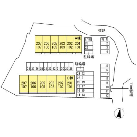 熊本市中央区横手３丁目のアパートの区画図