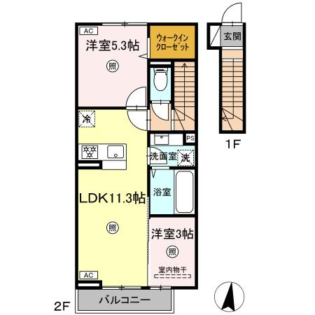 熊本市中央区横手３丁目のアパートの間取り