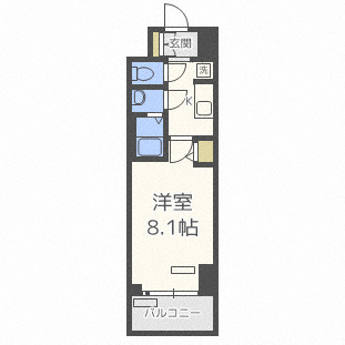 プレサンス谷町九丁目駅前の間取り