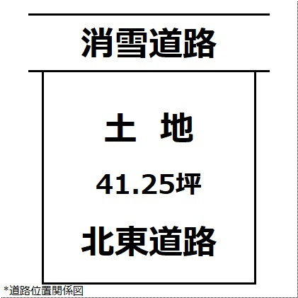【土地図】 | 【建築条件なし】大仙市大曲白金町 区画の整った住宅街 前面道路は消雪道路の41.25坪 住宅用地