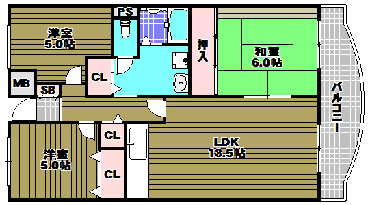 プレストコート1番館の間取り