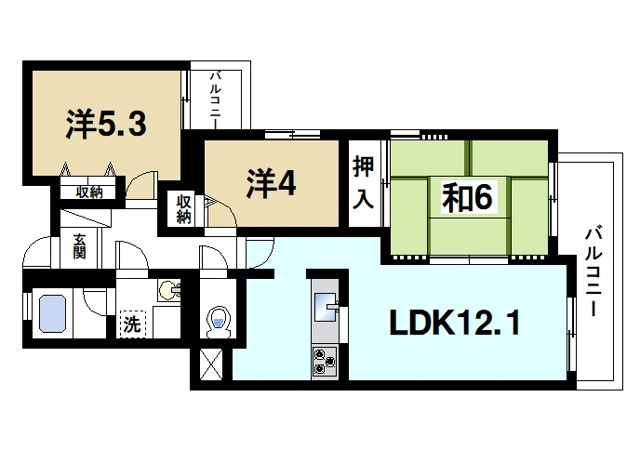 パーク・ノヴァあやめ池の間取り|部屋数の余裕があるファミリータイプの間取りです