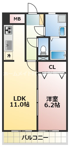 熊本市中央区大江６丁目の賃貸マンションの間取り