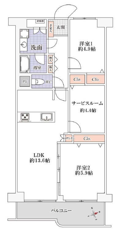 ハイラーク船堀　リ　ノベーション済の間取り