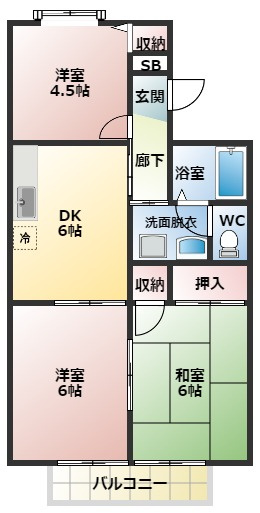 【間取り】 | グレイスコート峰塚　B棟