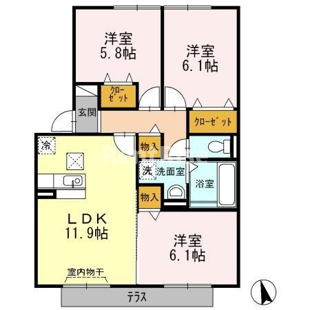 ロイヤルガーデン なでしこ館 Dの間取り
