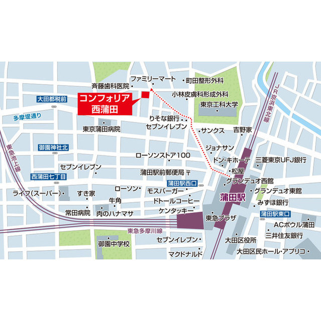 コンフォリア西蒲田の地図