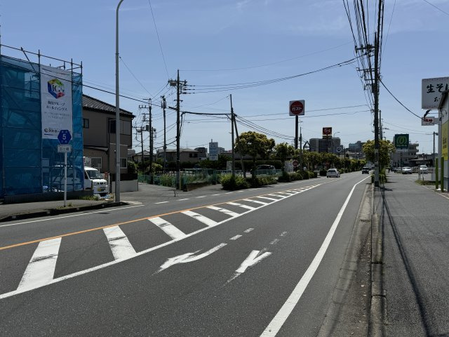 松戸市古ケ崎２丁目新築戸建【北部小学校：8分】の前面道路含む現地写真|西側前面道路