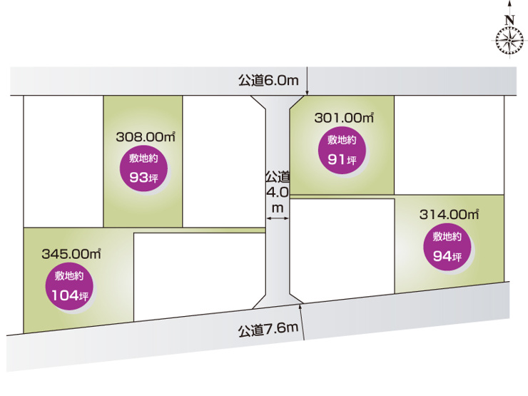 大字下新田（全9区画）J区画：土地面積　314㎡（94.98坪）