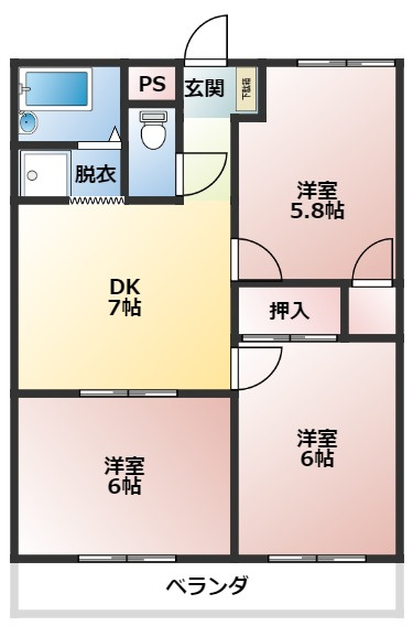 かやの木ハイツ　の間取り