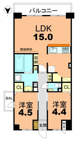 【間取り】 | 三条麩屋町アーバンライフ | 2024年5月フルリフォーム済の2LDK角部屋です♪