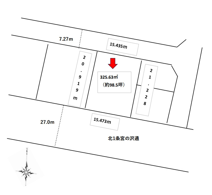 山の手二条11丁目の土地図