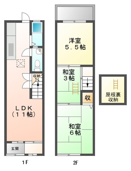 【間取り】 | 上池田3LDK連棟貸家
