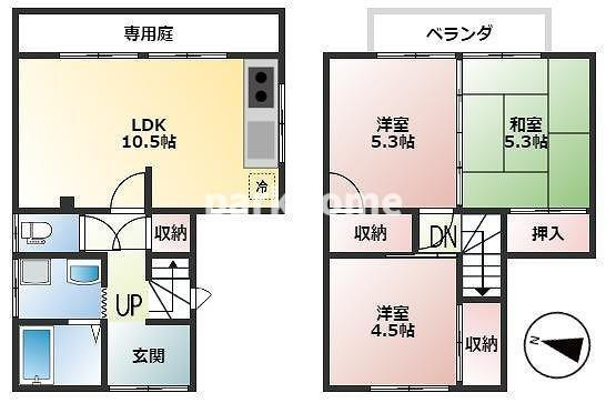 朝倉西町　戸建貸家の間取り