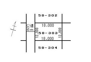 鶴野東４丁目　閑静な住宅街でリノベーションにいかがですか。の区画図|西道路の整形地です。