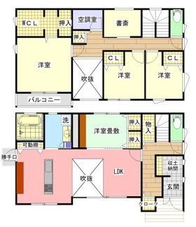 【間取り】 | 宇部市西梶返2丁目中古2階建（太陽光発電・AI付き蓄電池設置） | 全室収納スペースを確保し、暮らしやすさに配慮。陽当たりも考えた間取りとなっております。