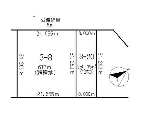 鳥取大通9丁目売土地の土地図|2筆での売出しですが、分筆などのご相談に乗れます！