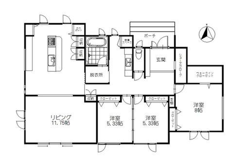 鶴居村字幌呂原野南　中古住宅の間取り