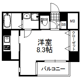大阪市中央区松屋町住吉の賃貸マンションの間取り