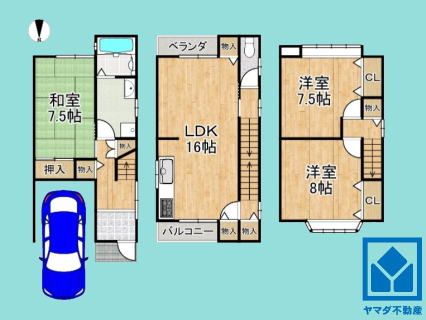 伏見区下鳥羽南円面田町の間取り