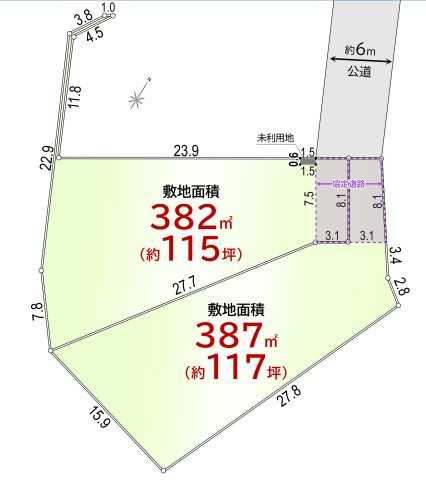 敷地面積１１７坪　売地　川越市砂