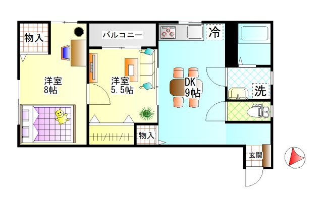 オアシス六番館の間取り|大島　オアシス六番館　1K　間取り