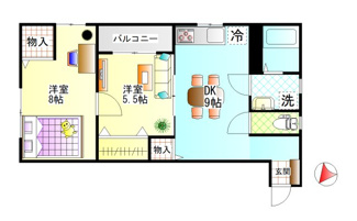【間取り】 | オアシス六番館 | 大島　オアシス六番館　1K　間取り
