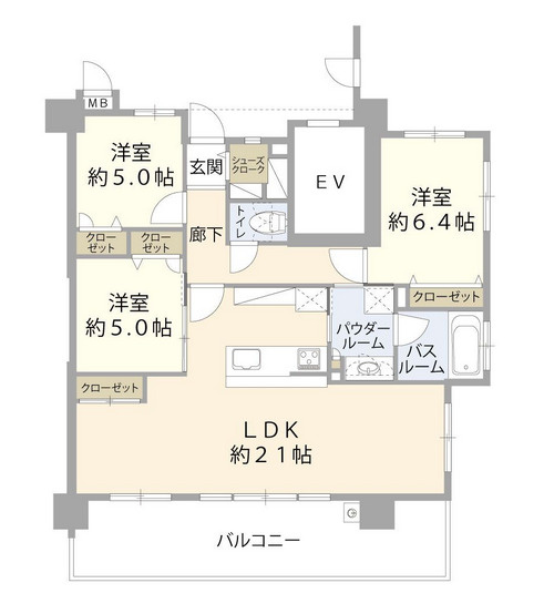 グランフォーレ箱崎九大前駅レジデンスの間取り|グランフォーレ箱崎九大前駅レジデンス（3LDK）