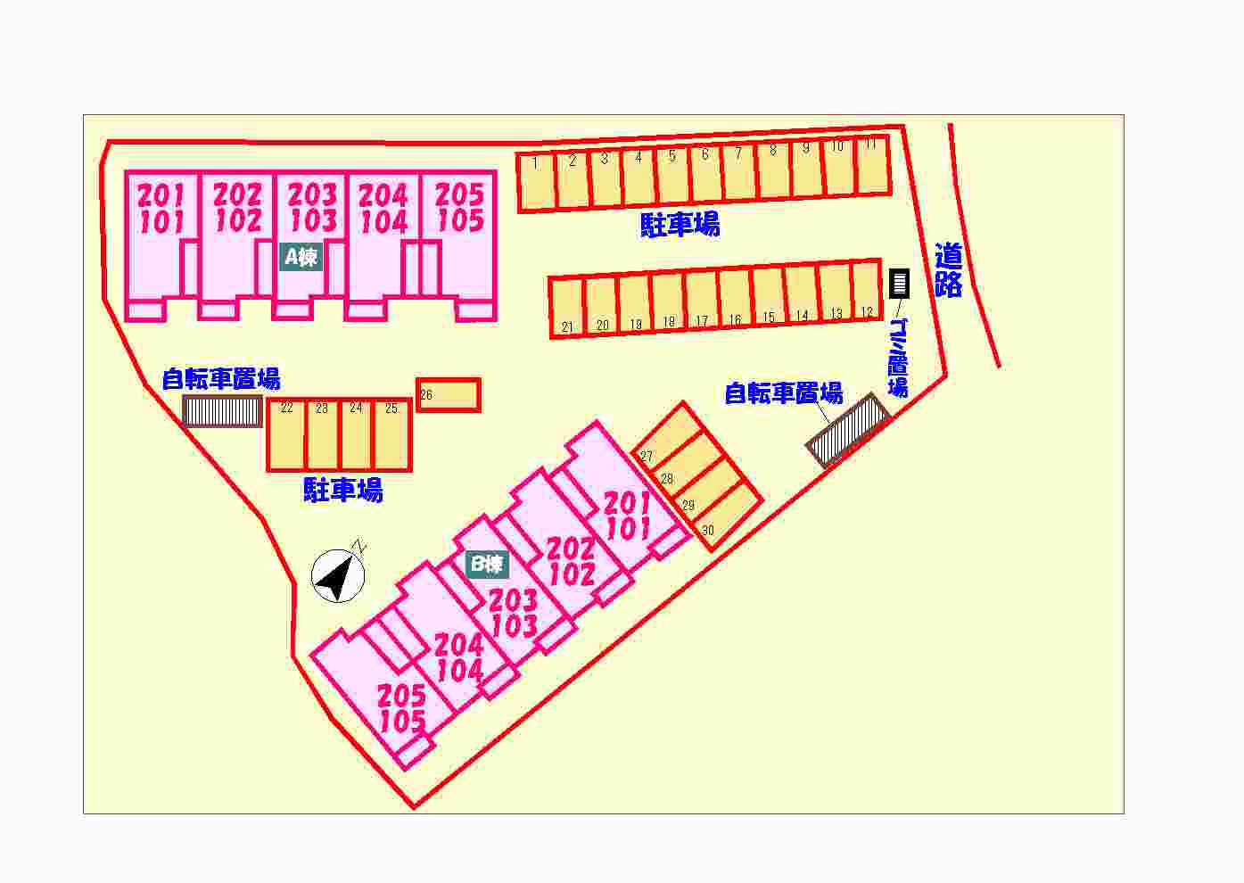 イーストリバティーⅣの区画図|駐車場