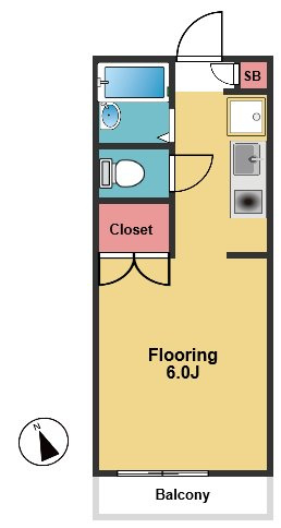 【間取り】 | メゾンスズエン | 1K　南向きの明るいお部屋♪