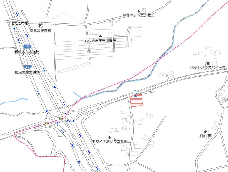 都城市五十町の売地の土地図