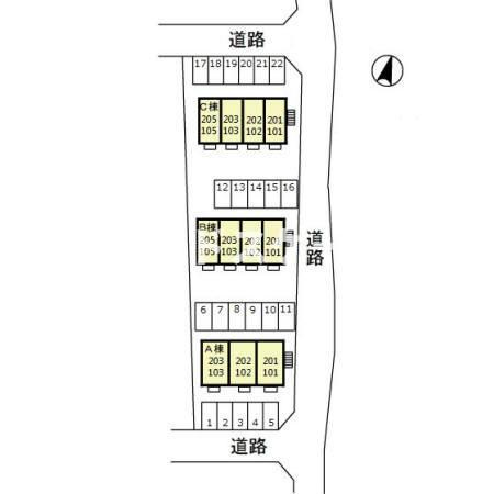パルハイム2003　Ａ/Ｂ/Ｃの区画図|高崎、前橋、伊勢崎エリアのお部屋探しはエンドスケープまで！お客様の理想お聞かせ下さい♪